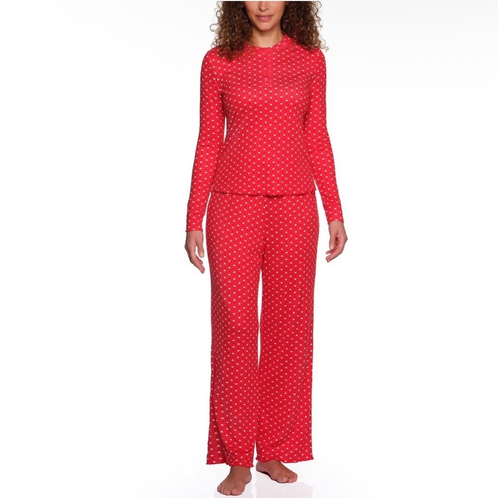 LOFT 2 PIECE HENLEY POINTELLE PAJAMAS PANTS & SHIRT SET